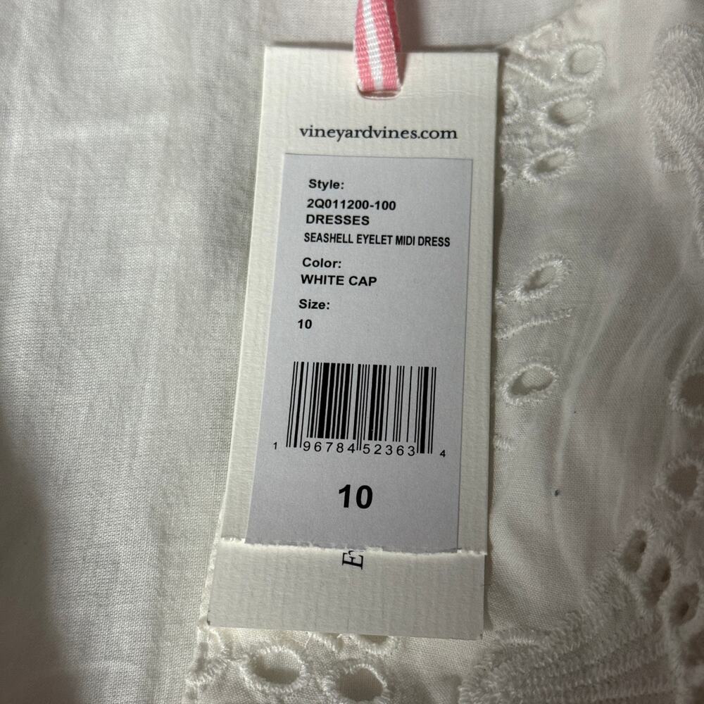 Vineyard Vines White Seashell Eyelet MIDI Dress 10 NEW - Picture 10 of 11